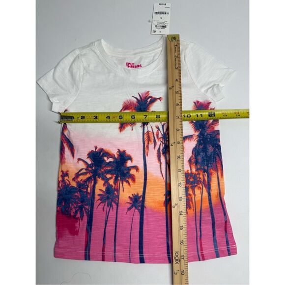 NWT Epic Threads Sunset Palm Tree Tee Kids Size 6 Cotton Blend White Pink - Picture 3 of 7